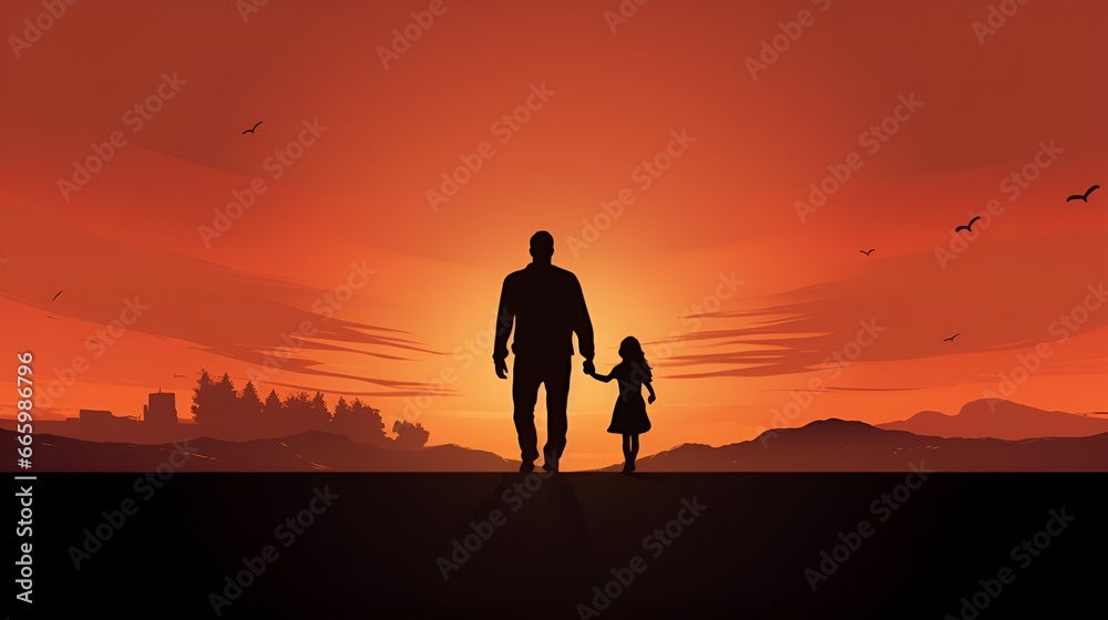 Fatherly Love, Dad and Daughter Vector Art Background for Father's Day, Celebrating Fatherhood in Your Designs, by Generative AI.