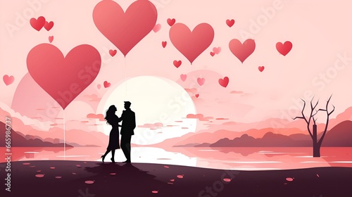 Lovers Day Bliss  Romantic Couple Vector Art  Love themed Presentation and Card Design  by Generative AI.