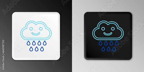 Line Cloud with rain icon isolated on grey background. Rain cloud precipitation with rain drops. Colorful outline concept. Vector