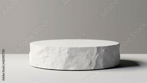 White stone podium platform stage isolated on background with empty product stand advertising object scene display or blank show rock presentation cosmetic beauty concept and minimal nature pedestal