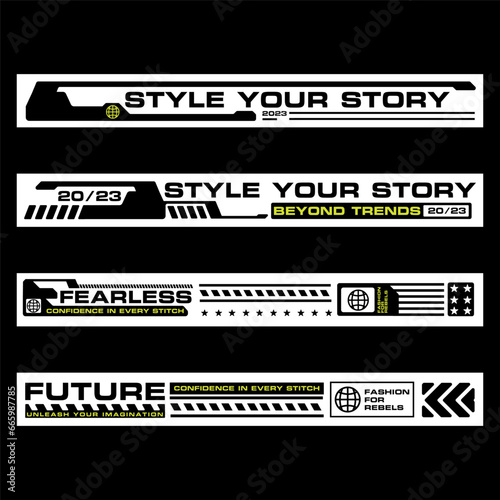 Futuristic Stripe line clothing streetwear design template	