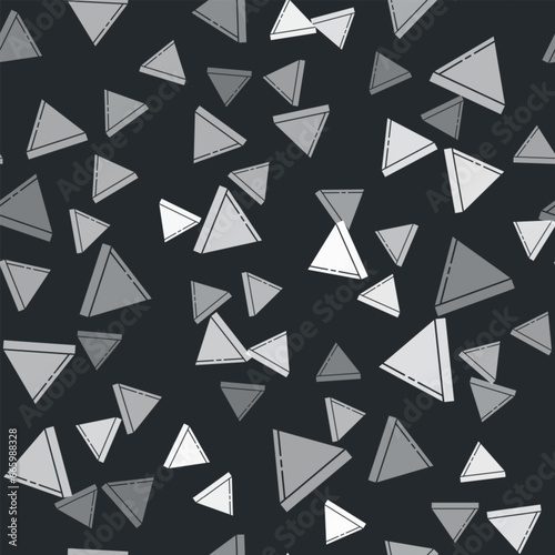 Grey Coffee paper filter icon isolated seamless pattern on black background. Vector