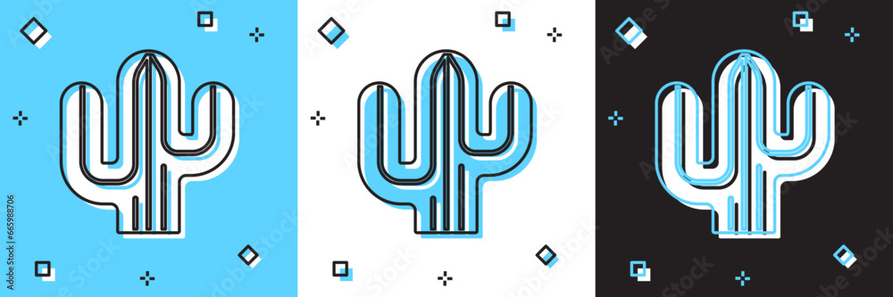 Set Cactus icon isolated on blue and white, black background. Vector Set Cactus icon isolated on blue and white, black background. Vector