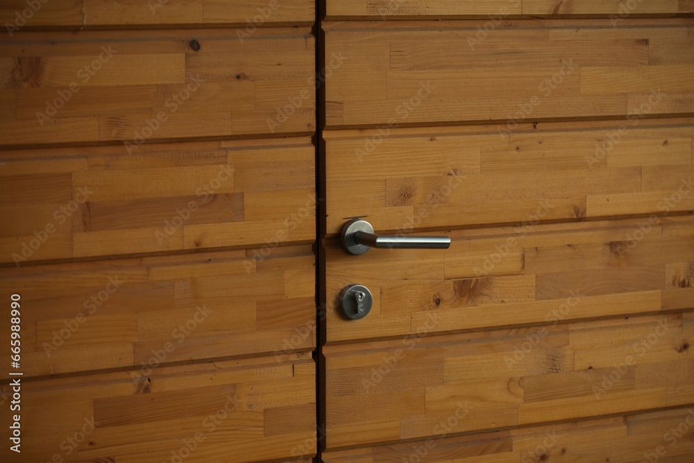 Wooden door with metal lock Wooden door with metal lock