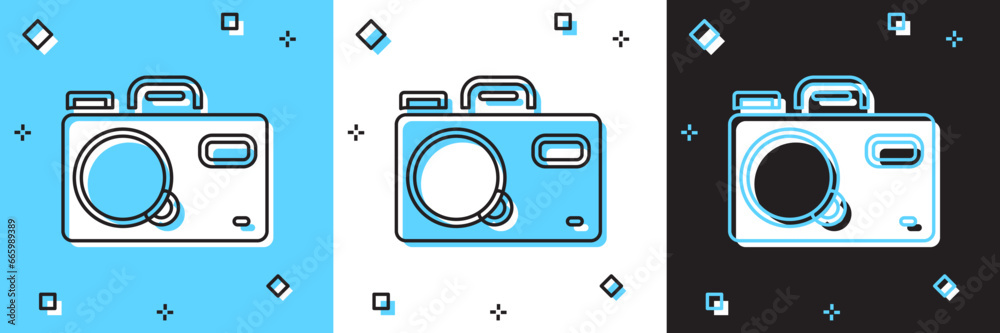 Set Photo camera icon isolated on blue and white, black background. Foto camera. Digital photography. Vector Set Photo camera icon isolated on blue and white, black background. Foto camera. Digital photography. Vector