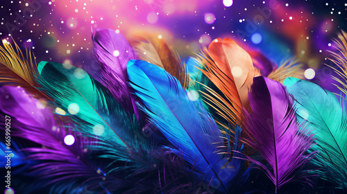 Colorful feathers  fireworks motive  generated with ai