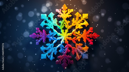Snowflake in rainbow colors. Generated with ai.