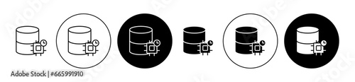 Caching icon set in black. database memory vector sign. browser clear cache symbol for Ui designs.