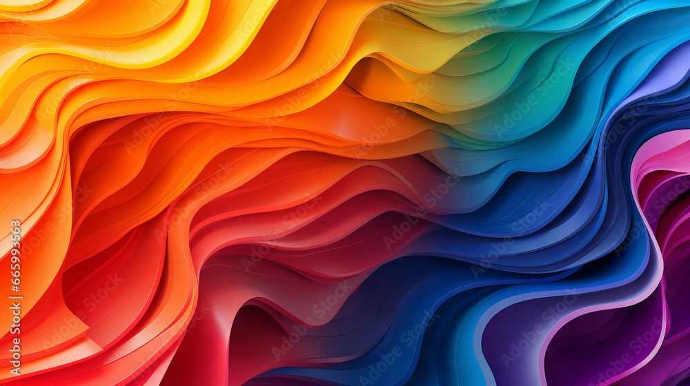 Fototapeta premium Abstract wave structure in rainbow colors, generated with ai