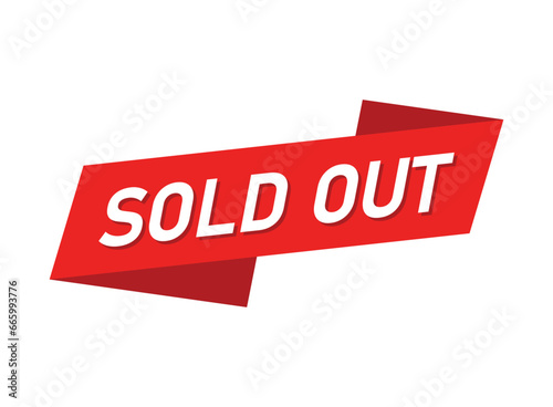 Sold out banner icon in flat style. Sale label vector illustration on isolated background. Sold sign business concept.