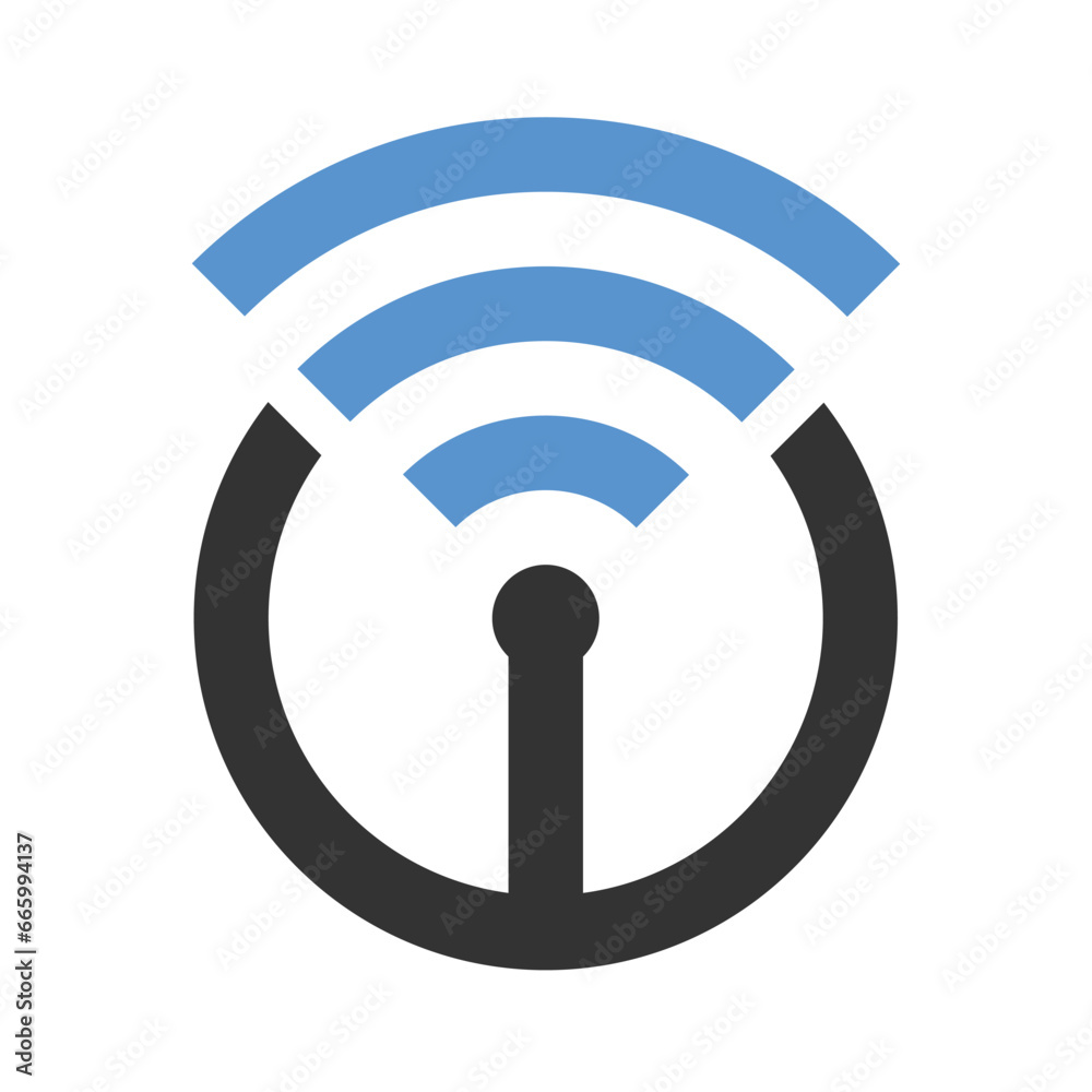 letter W wireless logo icon - obrazy, fototapety, plakaty 