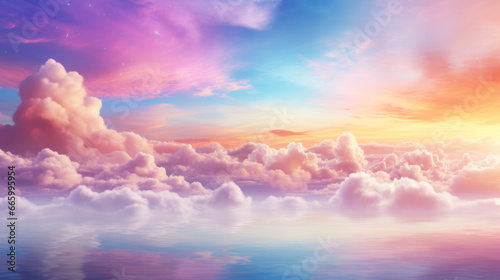 A harmony LGBTQ sunset over the clouds