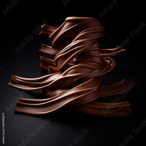 Individual chocolate curls not touching each other on a background, professional