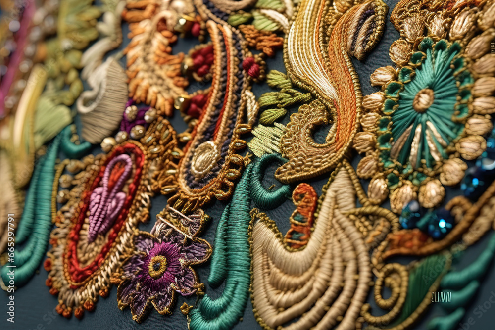 Fototapeta premium flower thread embroidery