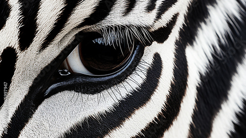 zebra skin texture zebra pattern black and white zebra eye generate AI