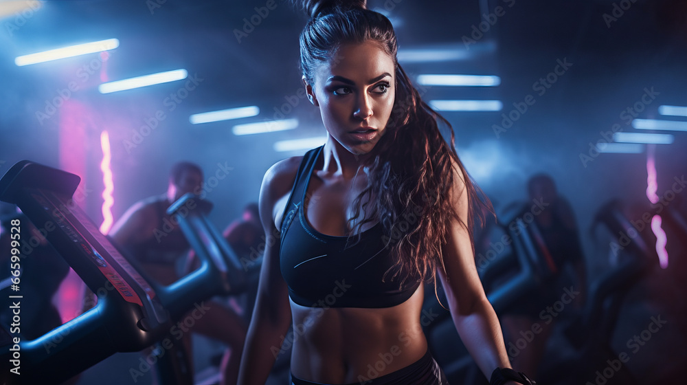 A beautiful young woman workout in gym A beautiful young woman workout in gym