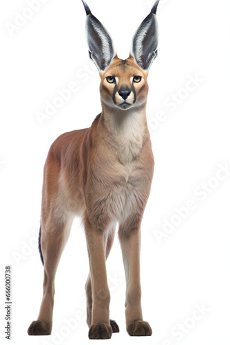 A caracal isolated on white background