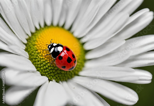 Beautiful Daisy Flower, Insect on Petals, Nature's Harmony