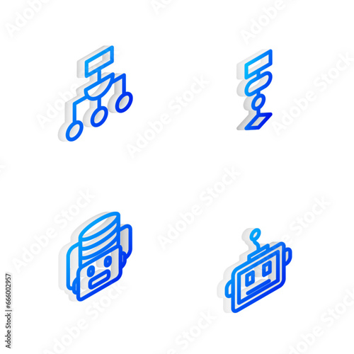 Set Isometric line Algorithm, Artificial intelligence robot and icon. Vector © vector_v
