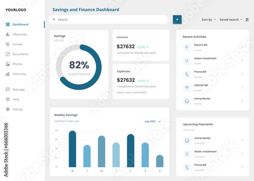 Savings Money and Finance Admin Dashboard UI Kit Template
