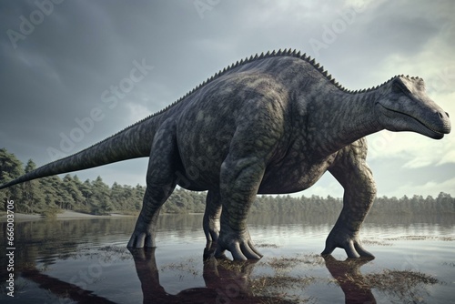 Dinosaur resembling corythosaurus. Generative AI © Beatriz