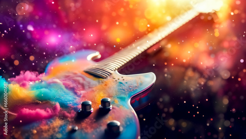 Atmosfera colorata per un evento musicale indimenticabile, chitarra elettrica