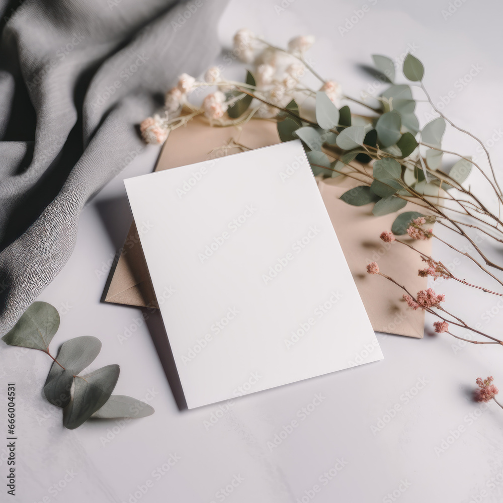 Blank card mockup on table - A modern and versatile template for showcasing your greeting cards, invitations or business cards. Minimalist Styled Photography Blank card mockup on table - A modern and versatile template for showcasing your greeting cards, invitations or business cards. Minimalist Styled Photography