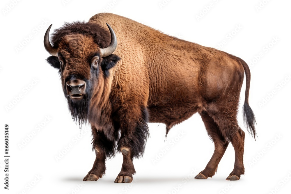 A majestic American bison posing against a blank canvas created with Generative AI technology