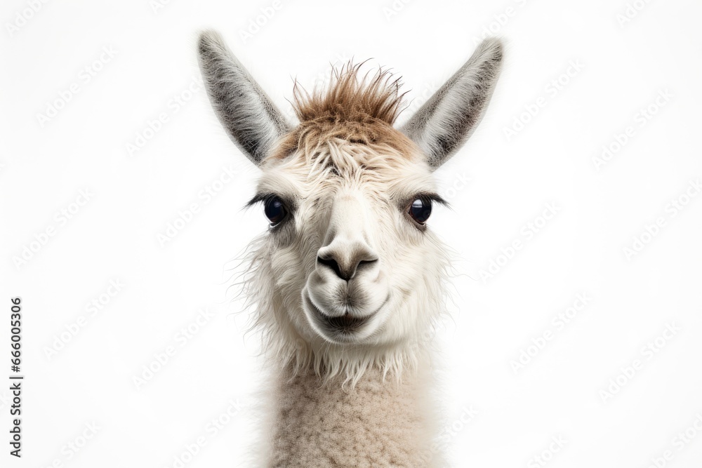A curious llama posing for the camera created with Generative AI technology