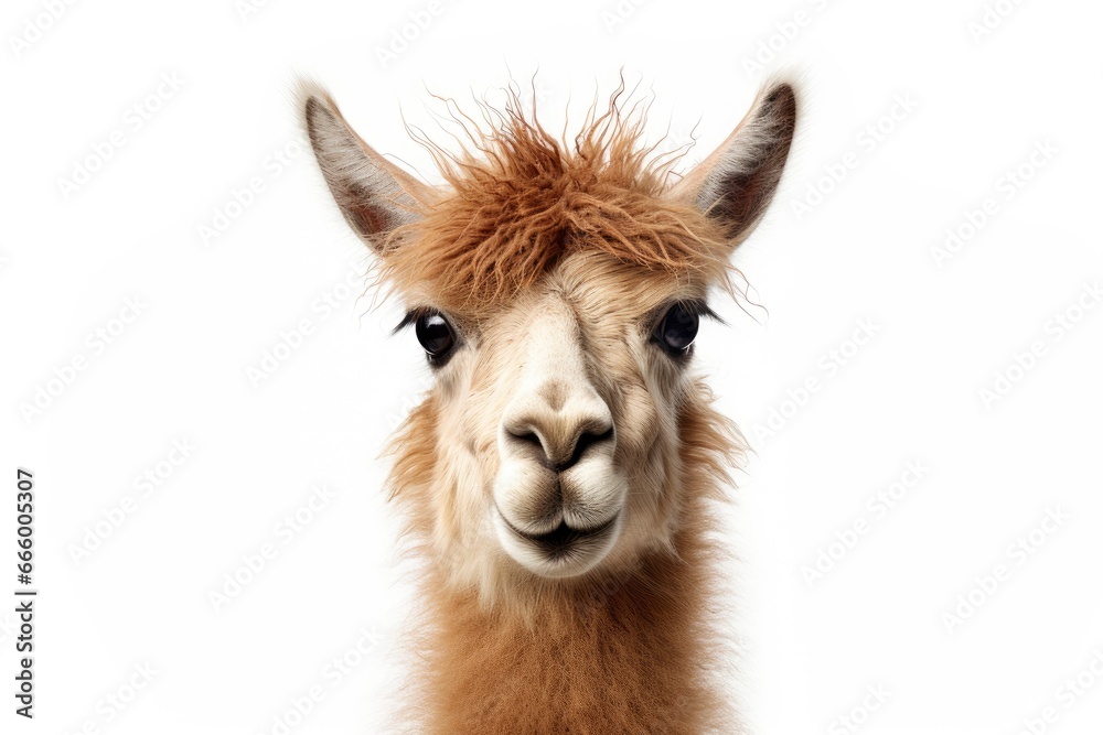 Fototapeta premium A curious llama posing for the camera created with Generative AI technology