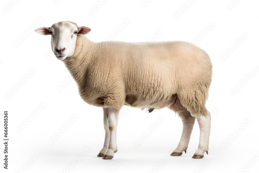 A lone sheep posing against a blank canvas created with Generative AI technology