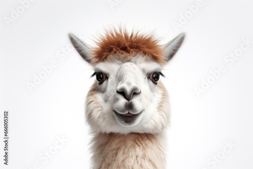 A unique and vibrant llama with a bold red mohawk hairstyle created with Generative AI technology