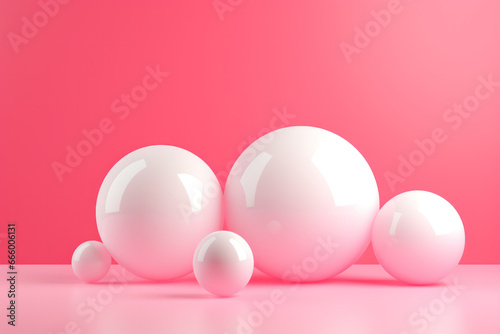 Simple Elegance: Abstract 3D Spheres on Pink Background - Minimalist Design