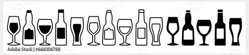 Beer icon isolated. Beer glass and bottle. Wine Vector illustration. EPS 10