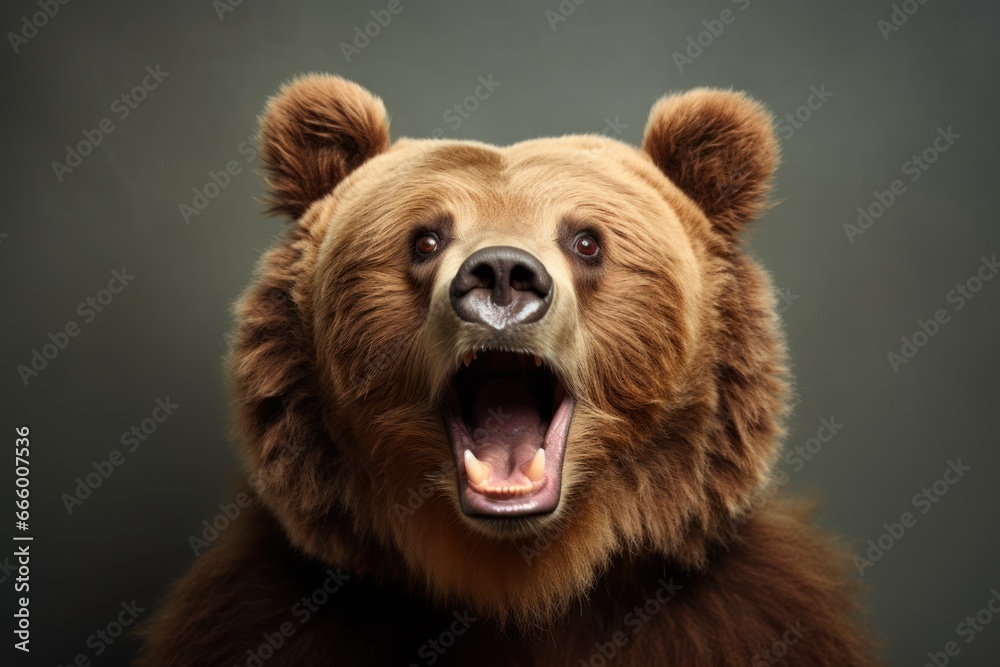 Fototapeta premium Surprised bear with open mouth.