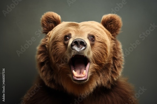 Surprised bear with open mouth.