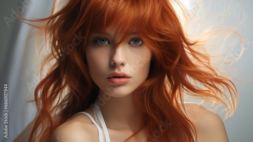 portrait of a young attractive woman with red hair