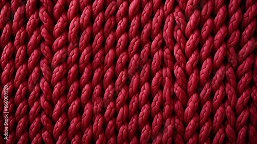 A vibrant tapestry of fiery fibers, intricately woven together to create a bold and textured red rope, beckoning to be touched and admired