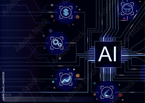 Artificial Intelligence (AI). New Information Technology. AI Infographic learning for robot. AI Generative work for free with text chat online. Artificial intelligence is Generated by command prompt.