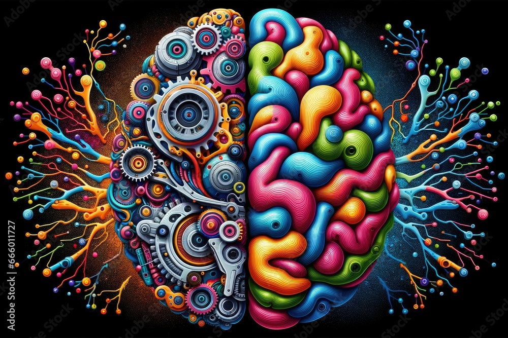 Photo & Art Print Colorful illustration of the human brain where the ...