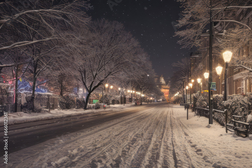 winter in the city at night