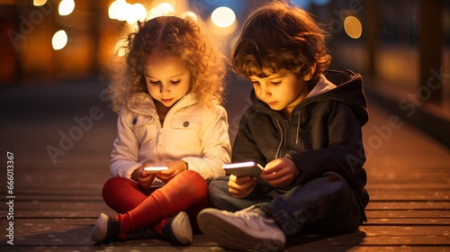 Child with mobile phone - Exploring the Impact of Technology: Fostering a Healthy Tech-Lifestyle Balance, generative AI
