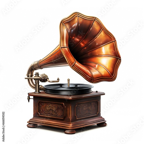 Vintage gramophone on a white background. Vector illustration for your design