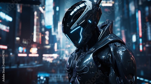 Cyborg Character in Cyberpunk Style