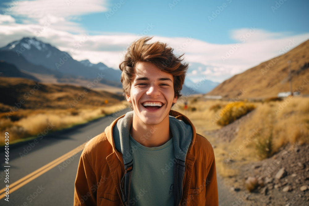 Joyful Young Man Enjoying Outdoors