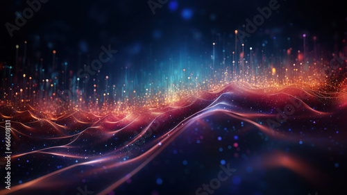 Futuristic Data Technology Background, Abstract Digital Particle Wave