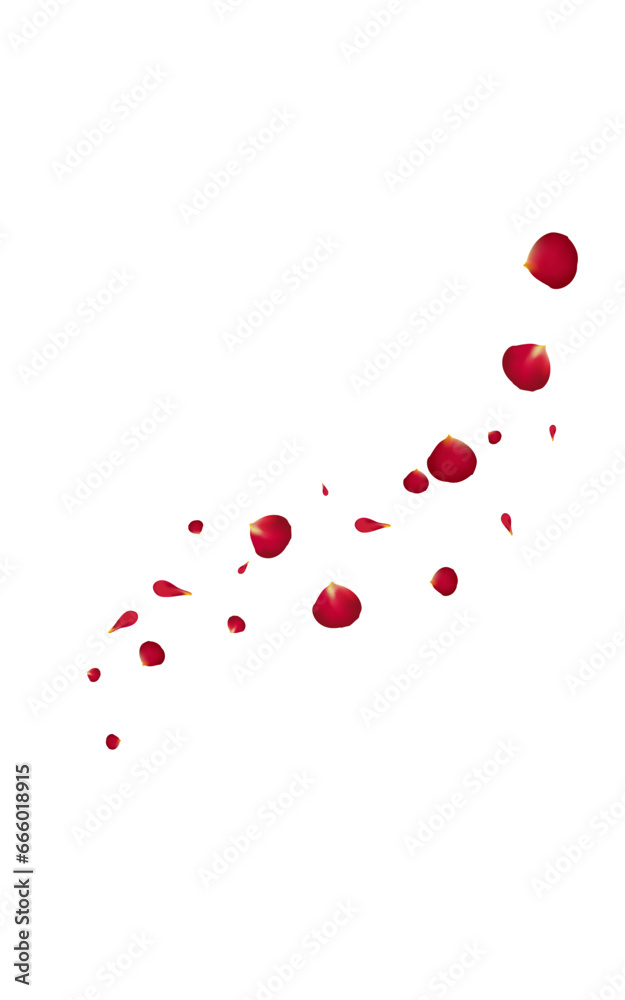 Red Flower Falling Vector White Background. Fall
