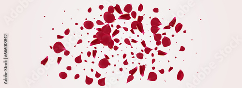 Red Blossom Blur Vector Panoramic White