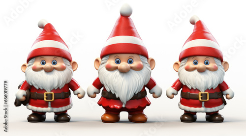 a cute happy christmas gnome collection on white background,Set of Christmas scandinavian gnomes.Cute cartoon seven dwarfs for Snow White fairy tale. © kiatipol