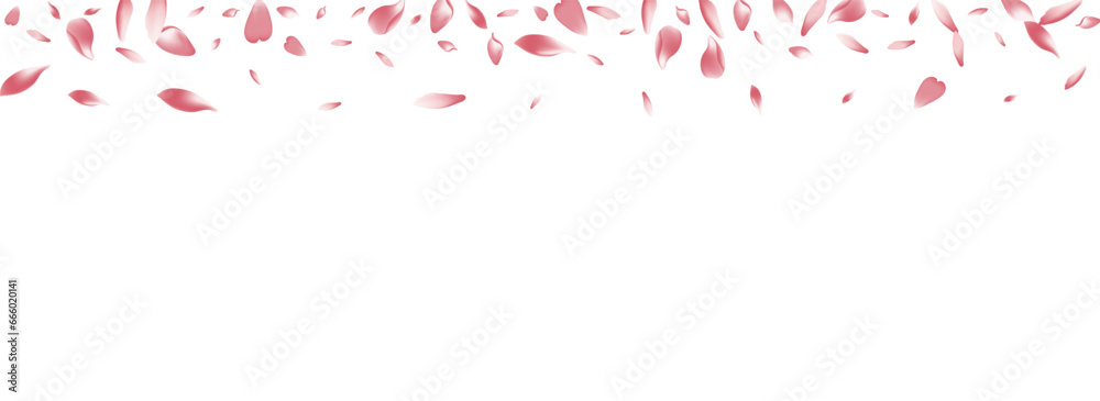 Purple Rose Petal Vector Panoramic Background.
